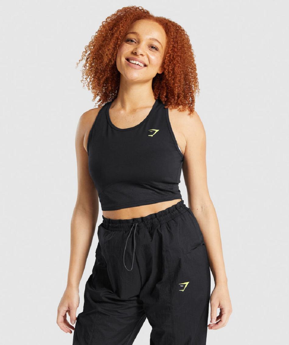 Gymshark Pulse Crop Ženske Majica Bez Rukava Crne | HR 3196HAP